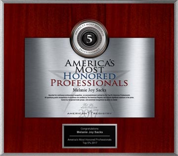 Award America's most honored professionals Melanie Joy Sacks