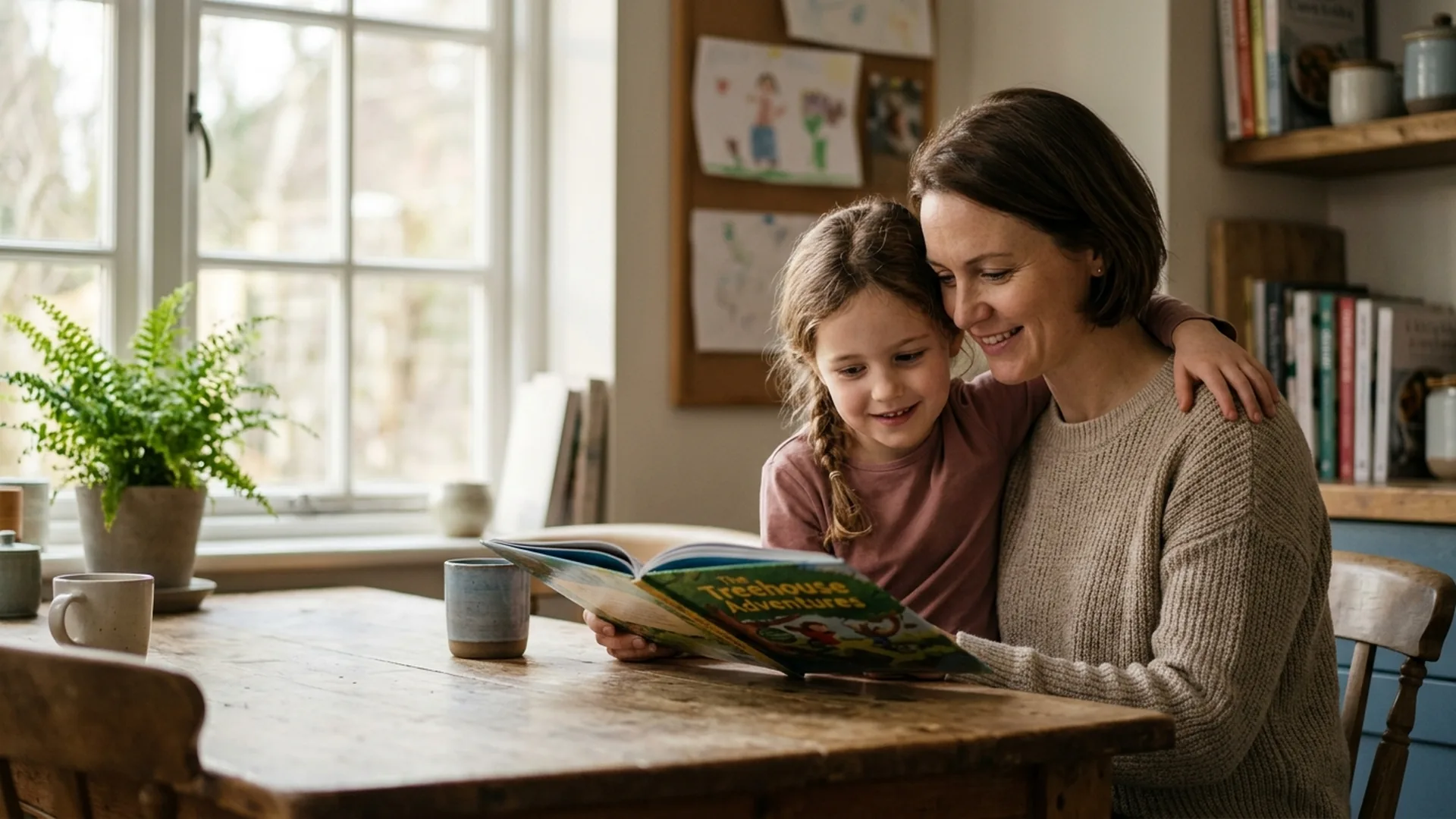 A parent reading a book with their young child, reflecting the child-focused goal of custody mediation