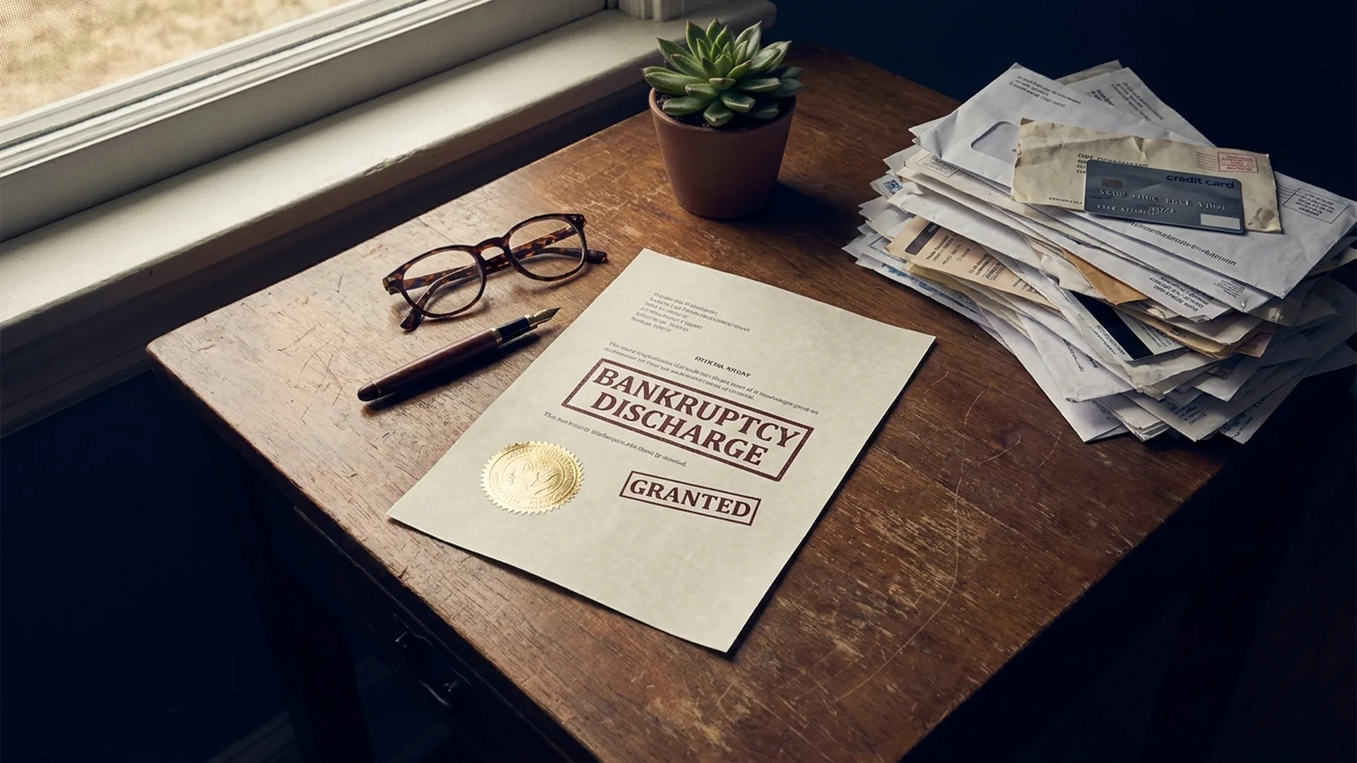 Chapter 7 bankruptcy discharge order granted, with overdue bills set aside
