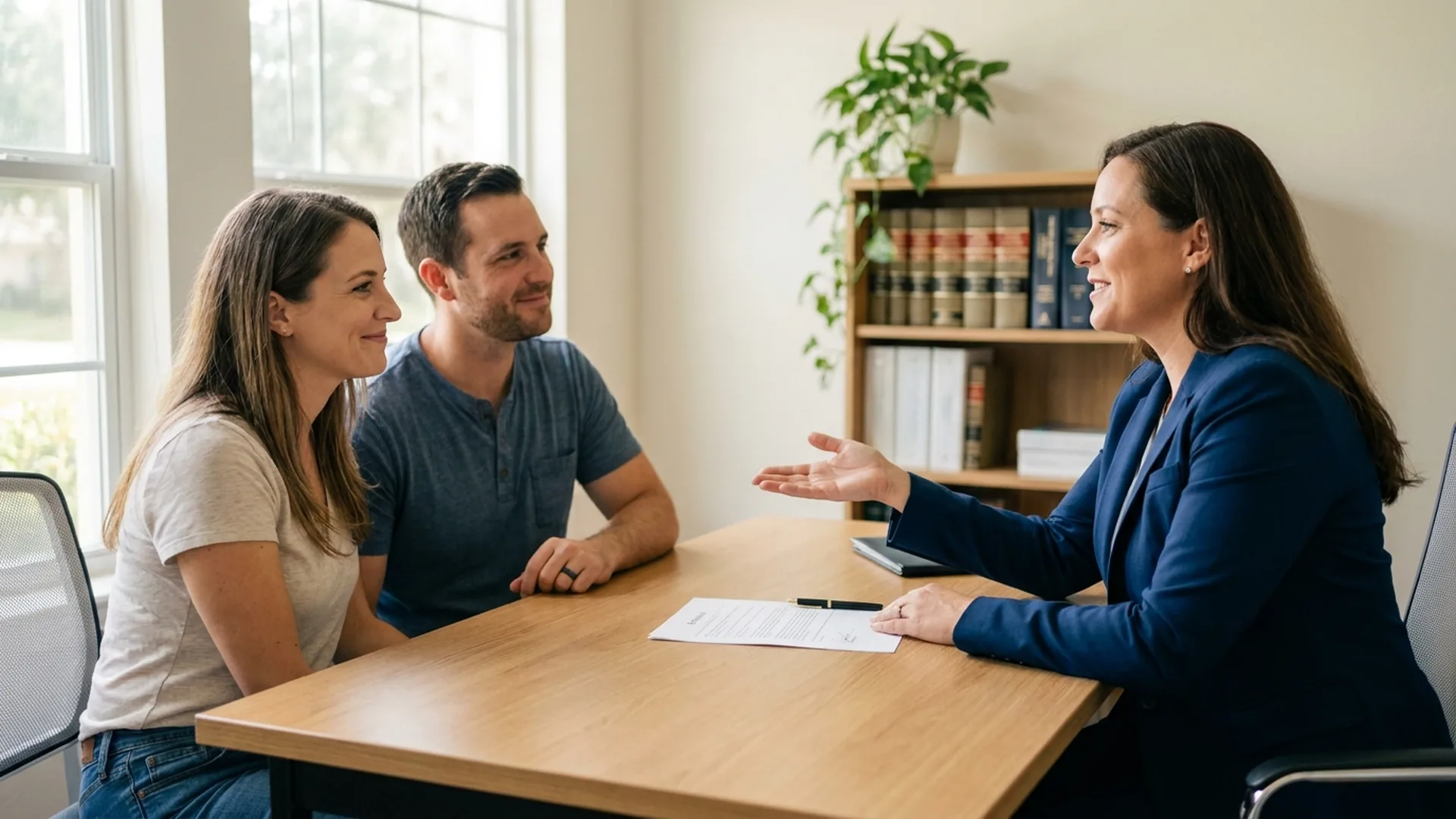 Jacksonville bankruptcy attorney reassuring a relieved couple during a Fast File consultation
